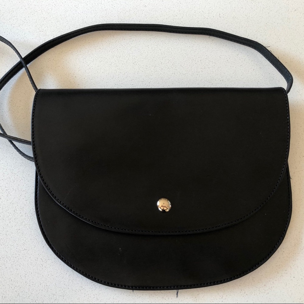 Sezane black smooth leather clutch or crossbody